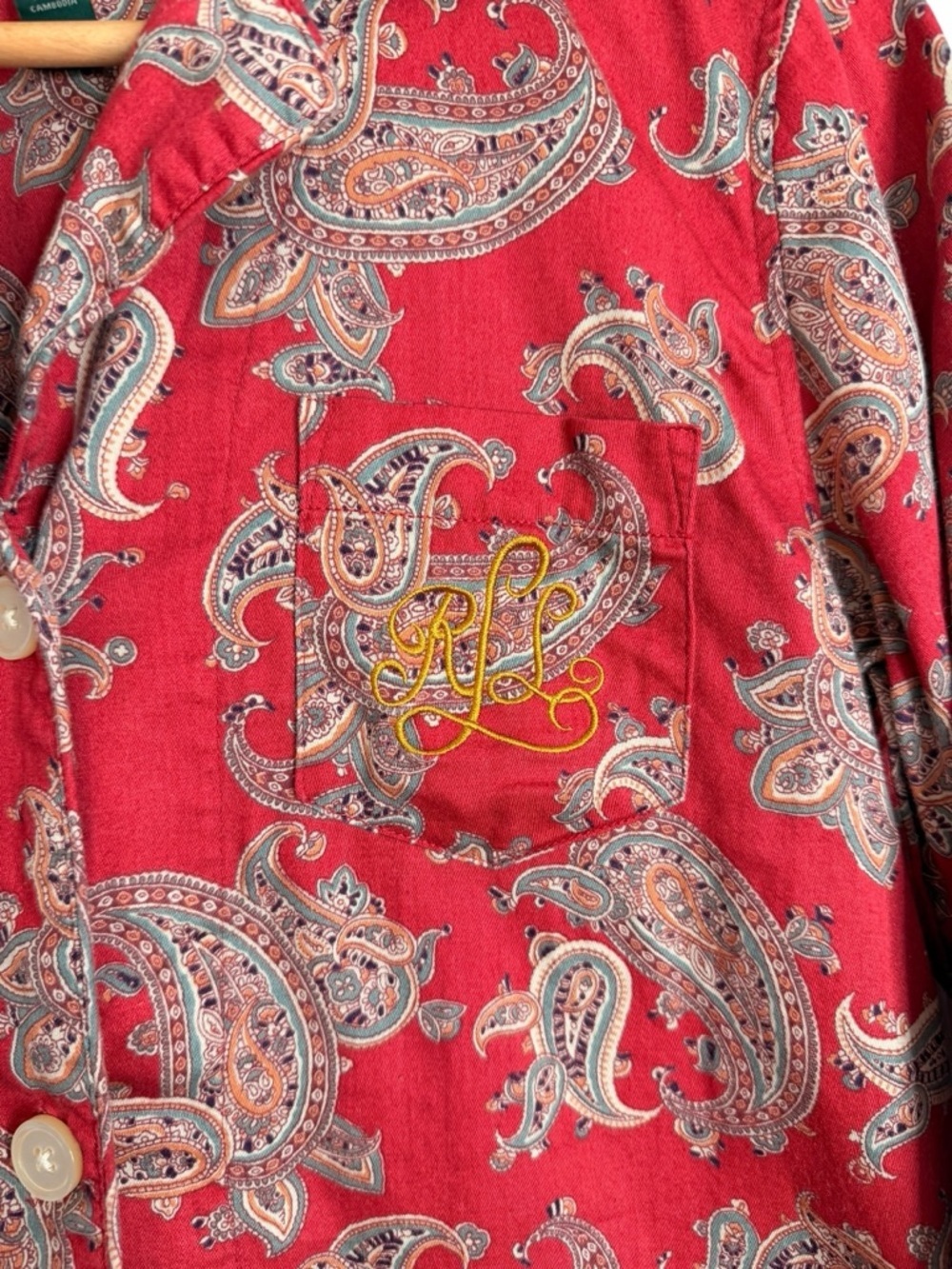 Lauren Ralph Lauren Red Paisley Long Button Down Sleep Shirt Women’s Sz Small - Picture 5 of 9